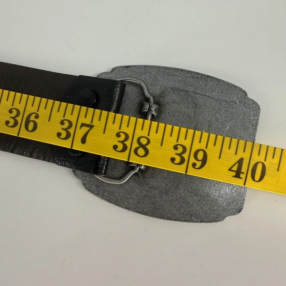 Jim Beam Belt Mens 34 Brown Large Metal Buckle Whiskey Bourbon Advertising Strap
